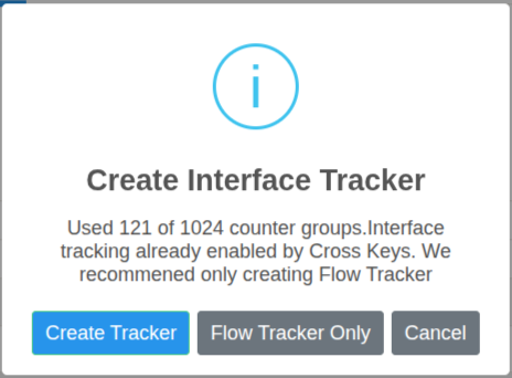 Create Interface Tracker dialog with Create Tracker, Flow Tracker Only and Cancel