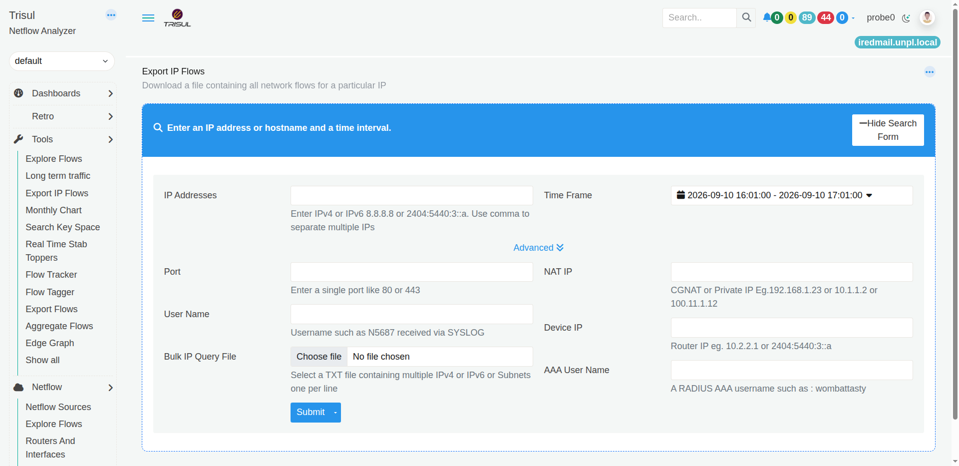 Export IP Flows